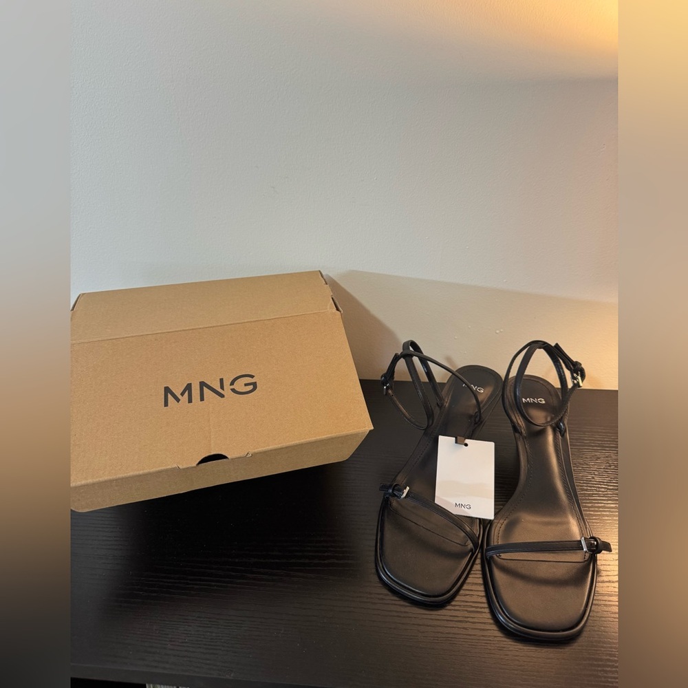 MNG - Women’s - Black Strappy Sandals w Silver Buckles - Picture 2 of 12